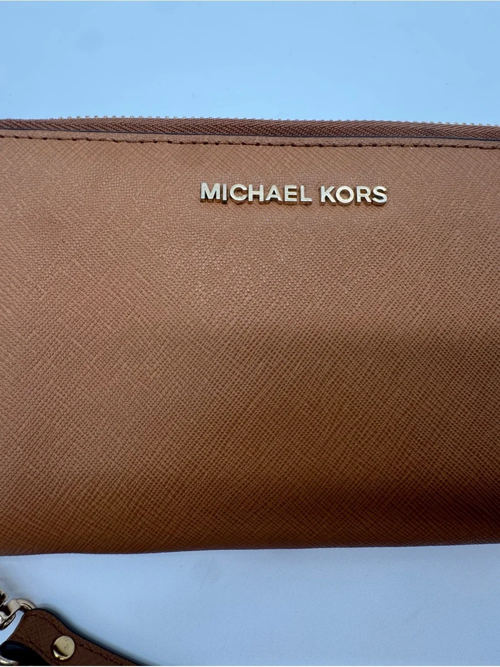 Michael Kors Tan Saffiano Leather Wristlet Wallet